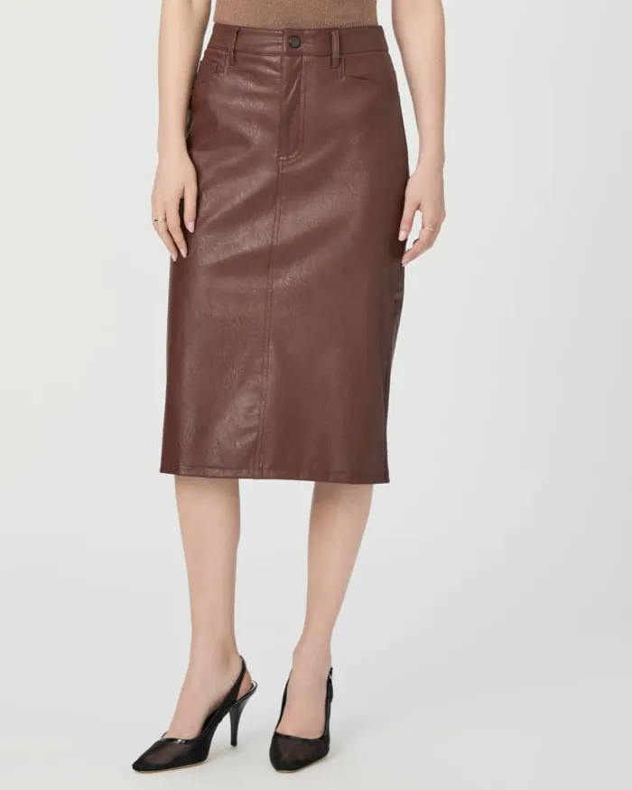 Skirts Women PAIGE Siren Midi Skirt 8211 Rum Raisin Faux Leather Skirts Women PAIGE Siren Midi Skirt 8211 Rum Raisin Faux Leather