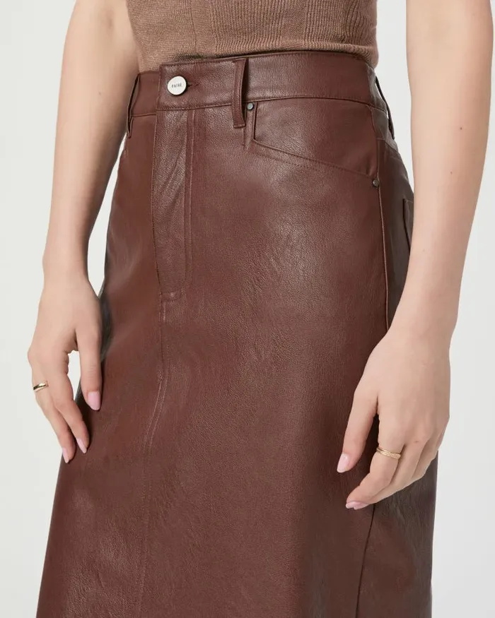 Skirts Women PAIGE Siren Midi Skirt 8211 Rum Raisin Faux Leather Skirts Women PAIGE Siren Midi Skirt 8211 Rum Raisin Faux Leather
