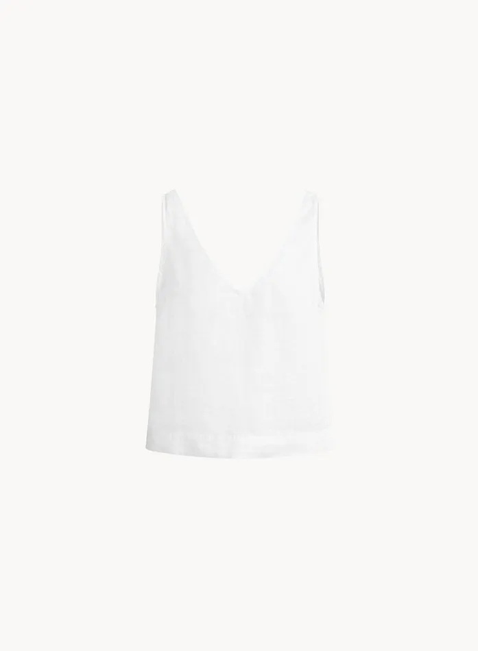 Sleeveless Button Back VNeck Top 8211 White Women Bella Dahl Sleeveless