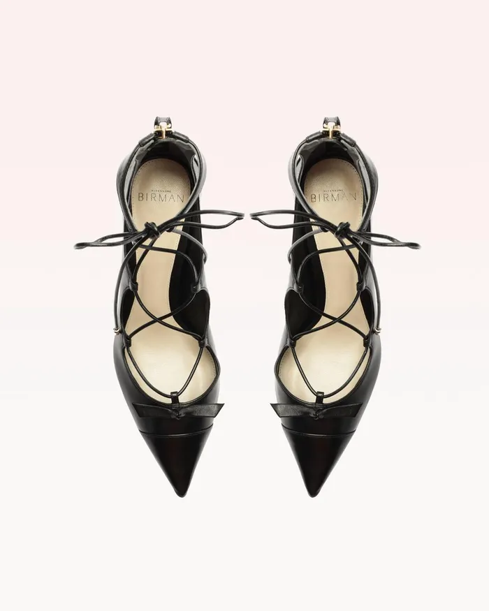 Slim Clarita Lace Up Pointed Toe Heels Black Women Alexandre Birman Pumps