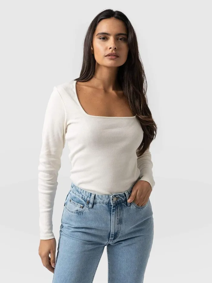 Sloane Ribbed Top 8211 Cream Cream Women Saint And Sofia Casual Tops