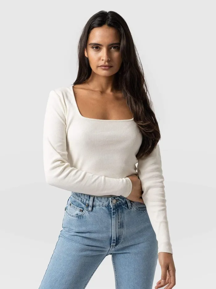Sloane Ribbed Top 8211 Cream Cream Women Saint And Sofia Casual Tops