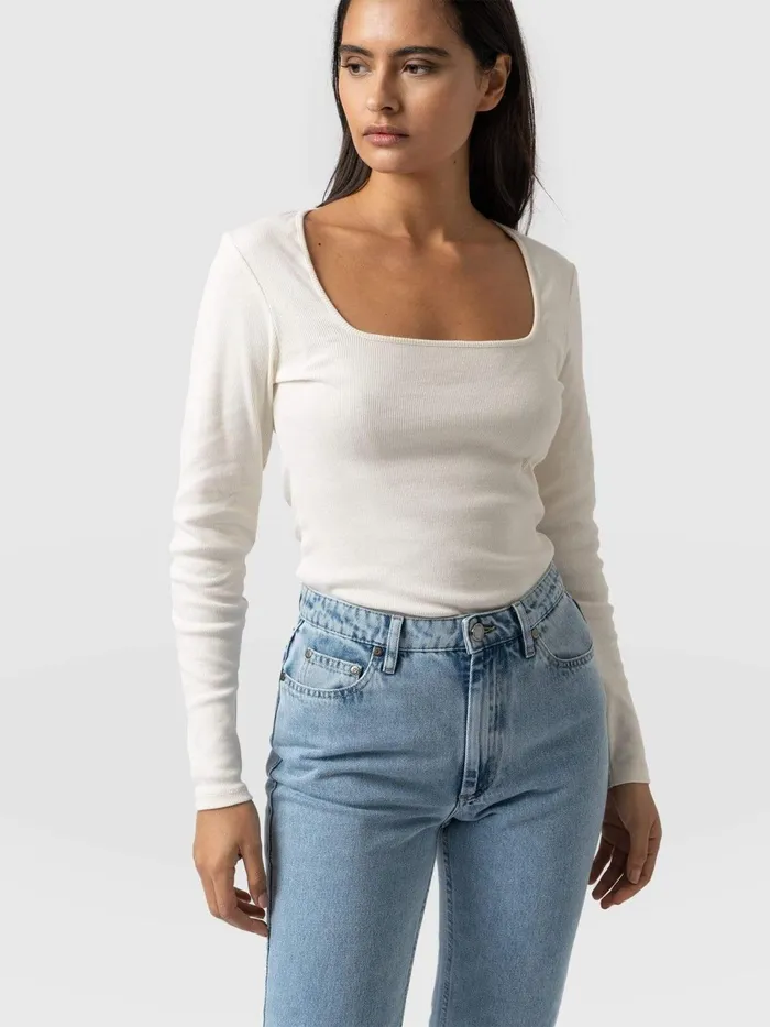 Sloane Ribbed Top 8211 Cream Cream Women Saint And Sofia Casual Tops