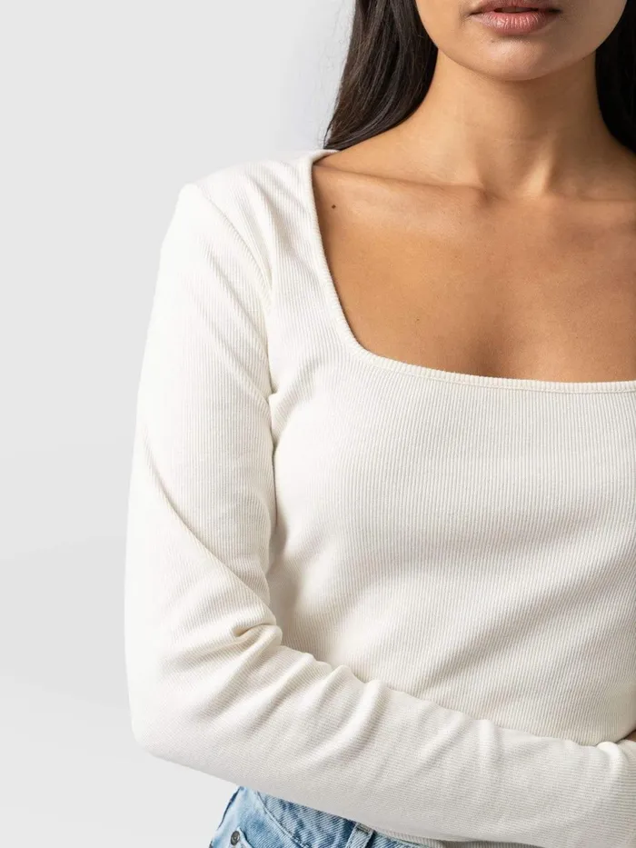 Sloane Ribbed Top 8211 Cream Cream Women Saint And Sofia Casual Tops