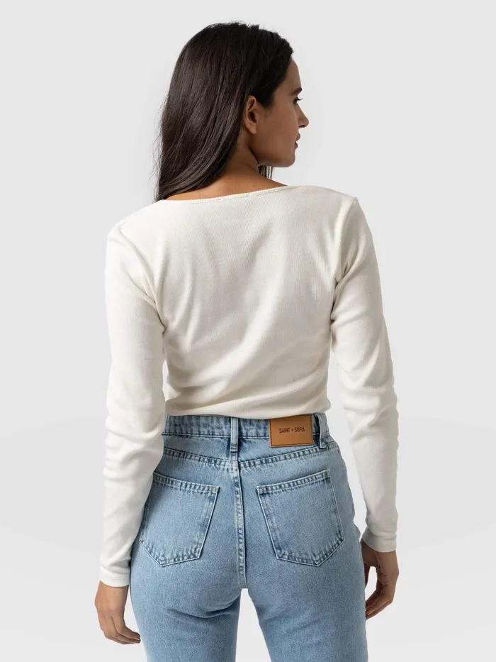 Sloane Ribbed Top 8211 Cream Cream Women Saint And Sofia Casual Tops