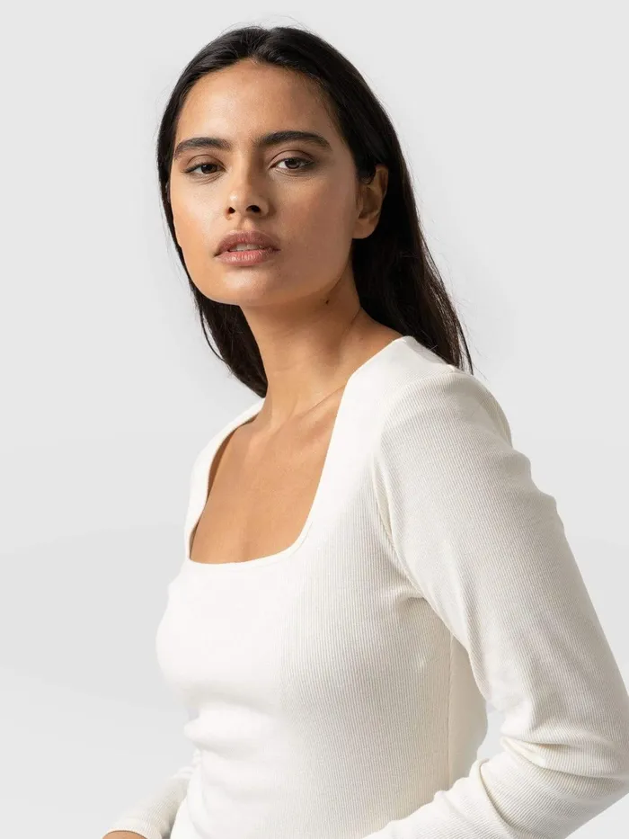 Sloane Ribbed Top 8211 Cream Cream Women Saint And Sofia Casual Tops