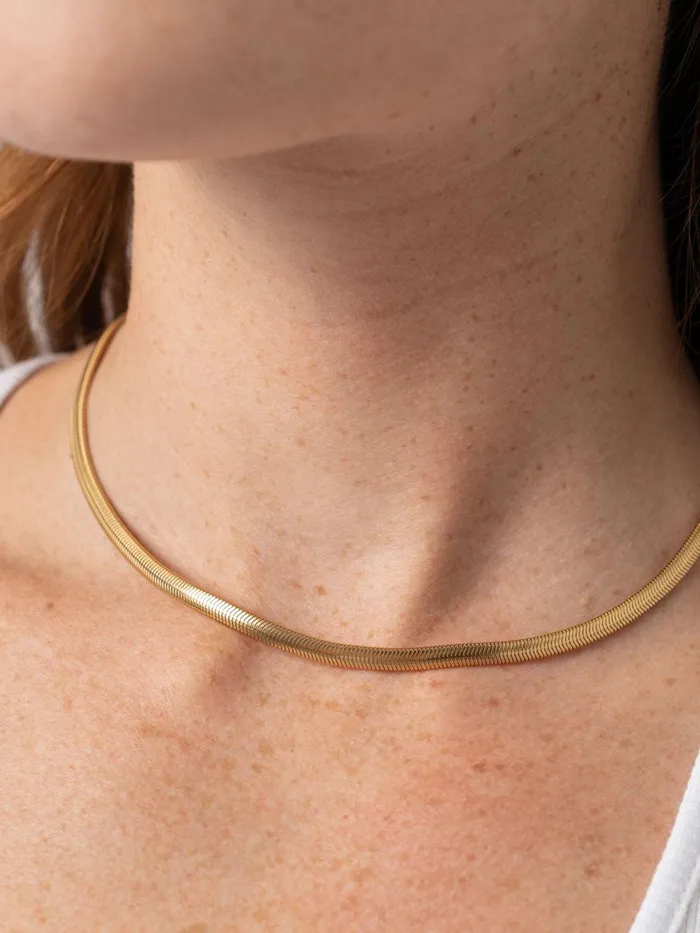 Snake Chain Necklace Gold Gold Women Saint And Sofia Necklaces