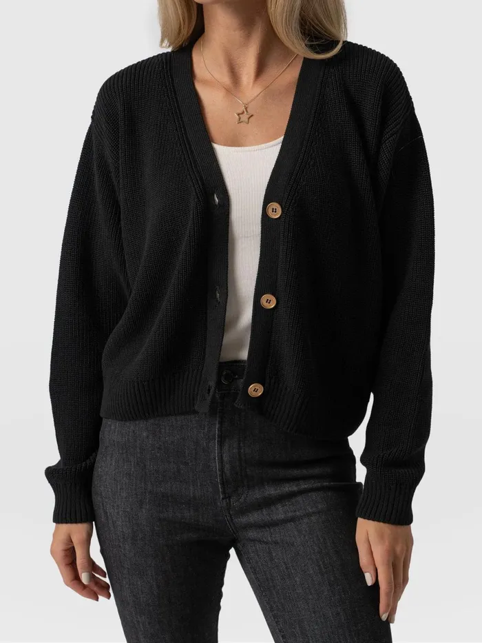 Soho Crop Cardigan 8211 Black Black Women Saint And Sofia Knitwear