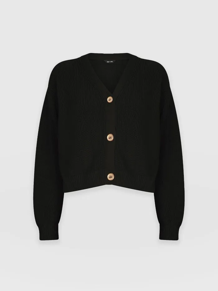 Soho Crop Cardigan 8211 Black Black Women Saint And Sofia Knitwear