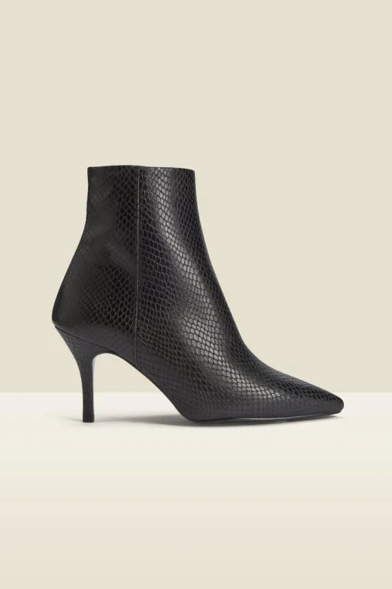 Sosandar Amour Black Snake Point Ankle Boot Black Women Boots