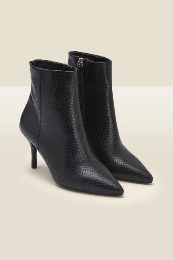 Sosandar Amour Black Snake Point Ankle Boot Black Women Boots