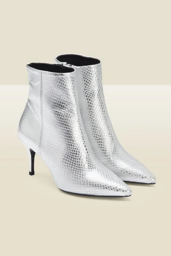 Sosandar Amour Silver Snake Point Ankle Boot Silver Women Boots