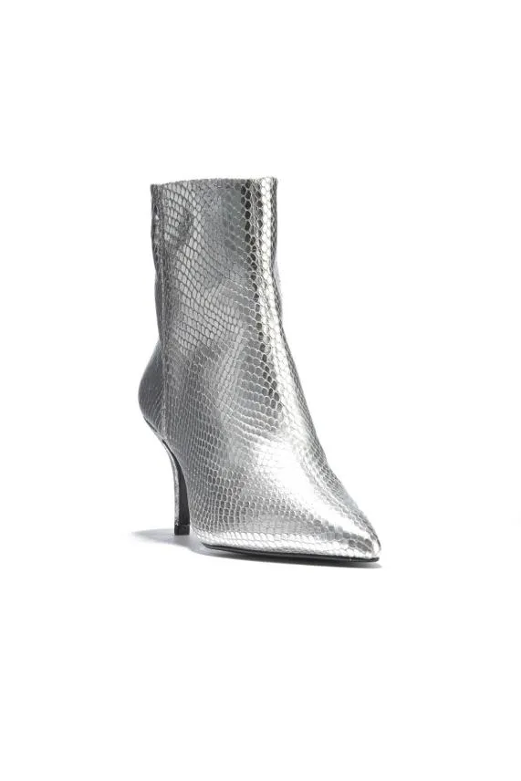Sosandar Amour Silver Snake Point Ankle Boot Silver Women Boots