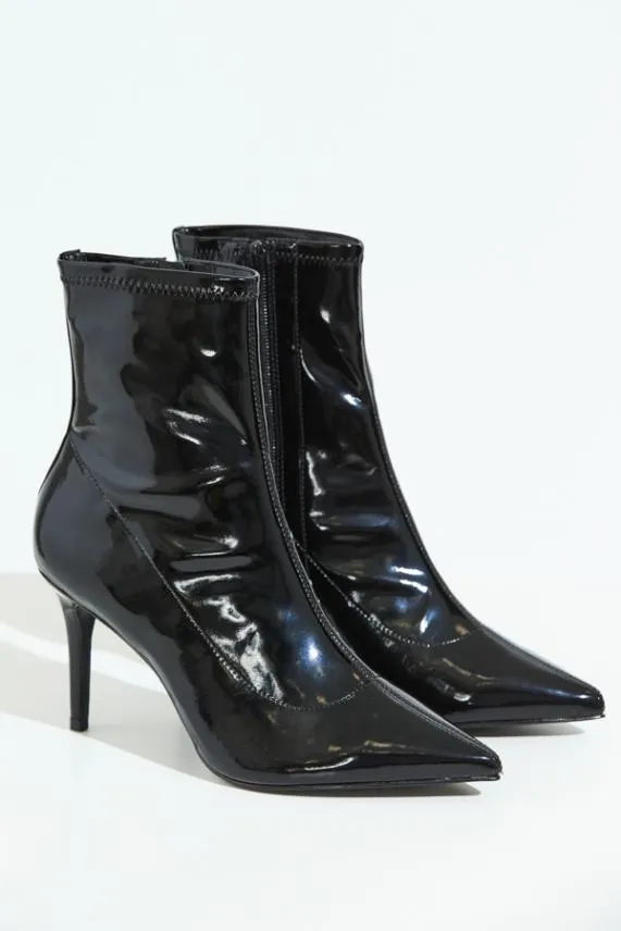 Sosandar Ava Black Patent Sock Boot Black Women Boots