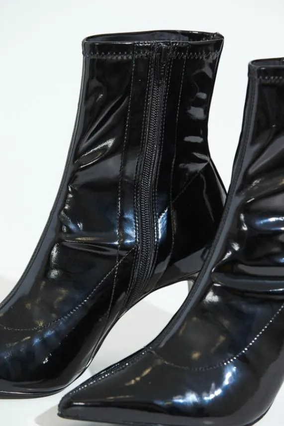 Sosandar Ava Black Patent Sock Boot Black Women Boots