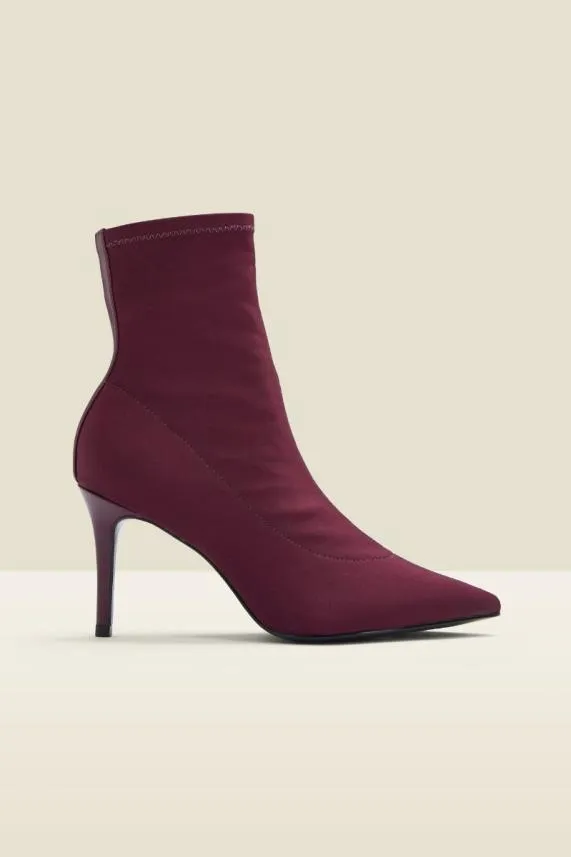 Sosandar Ava Burgundy Lycra Stretch Sock Boot Burgundy Women Boots