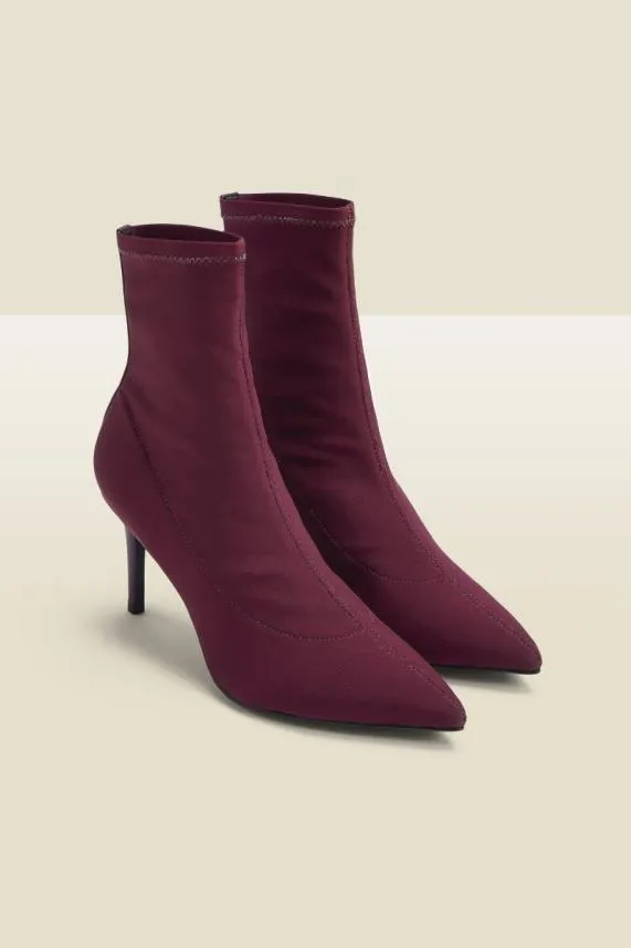 Sosandar Ava Burgundy Lycra Stretch Sock Boot Burgundy Women Boots