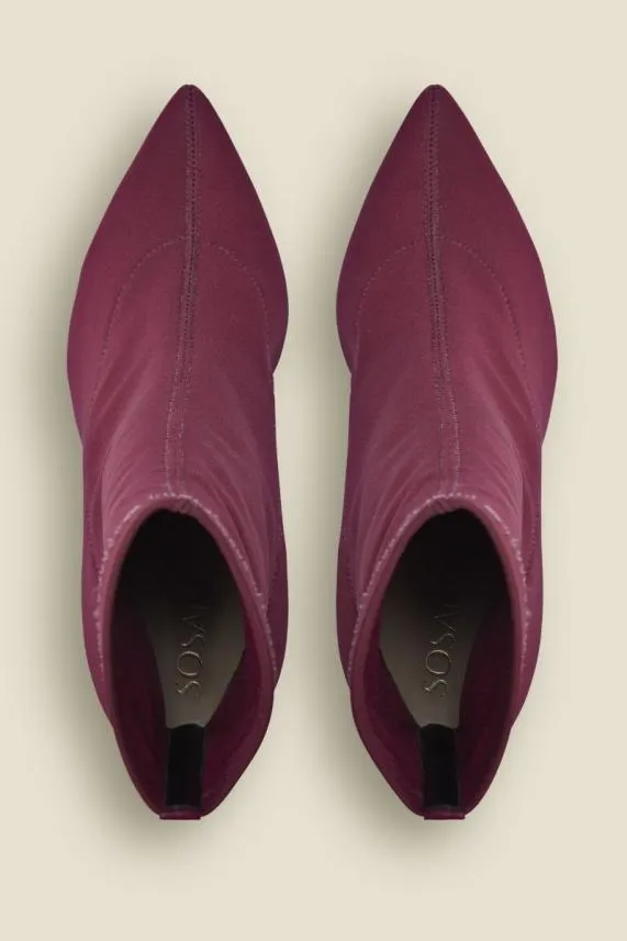 Sosandar Ava Burgundy Lycra Stretch Sock Boot Burgundy Women Boots