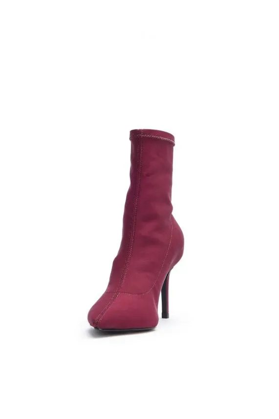 Sosandar Ava Burgundy Lycra Stretch Sock Boot Burgundy Women Boots