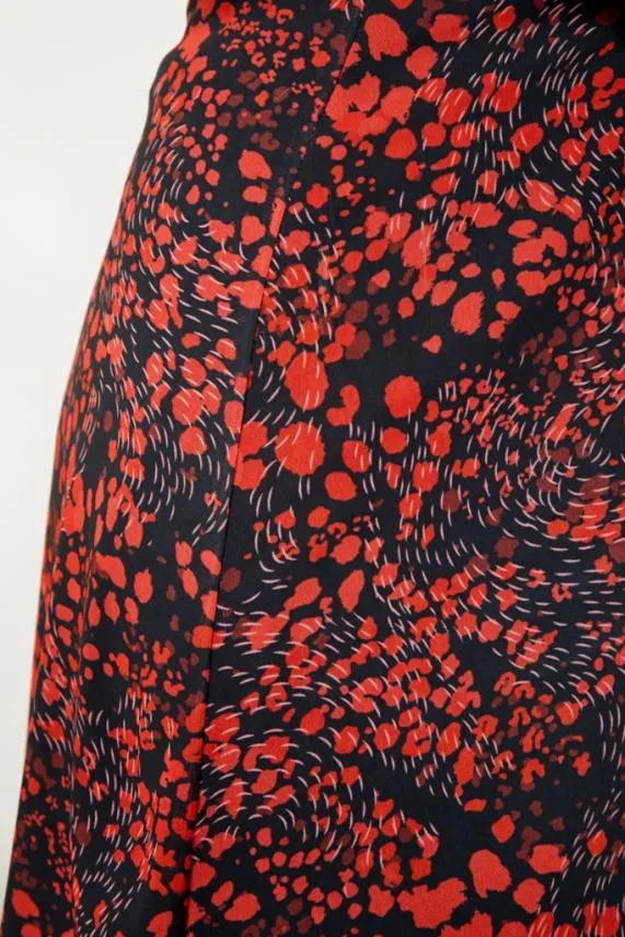 Sosandar Black and Red Ditsy Poppy Print Midi Skirt Black Red Women Skirts
