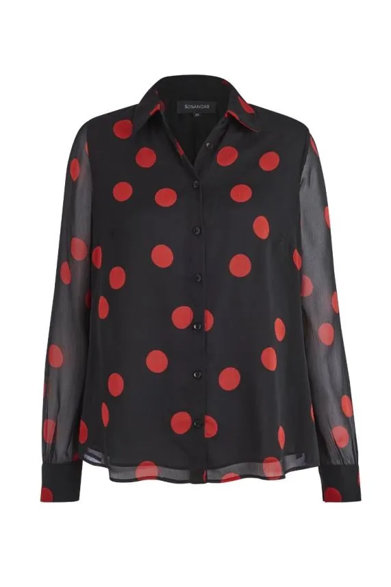 Sosandar Black and Red Spot Print Shirt Black Red Women Tops