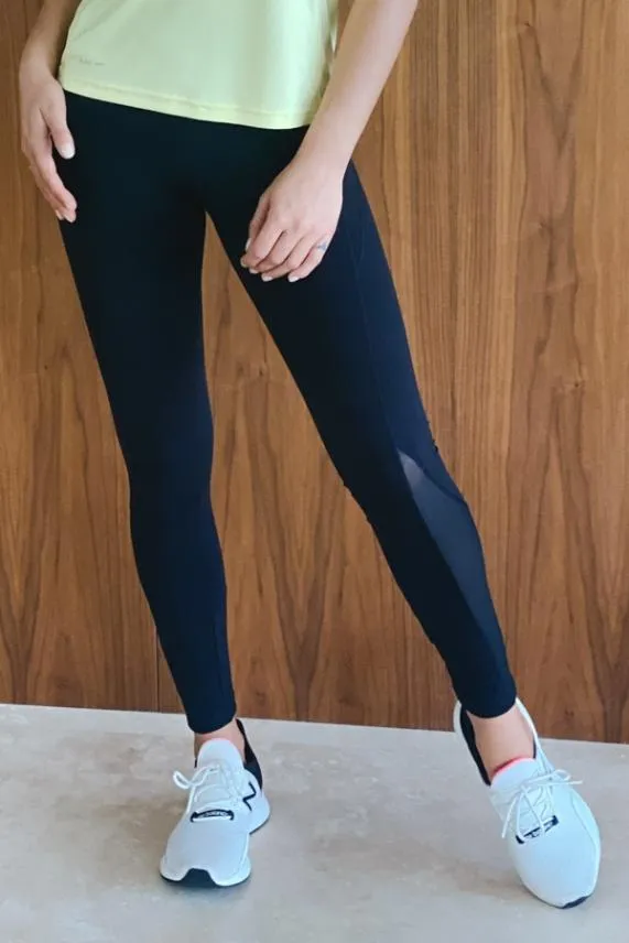 Sosandar Black High Waisted Mesh Panel Sculpting Activewear Leggings Black Women Activewear