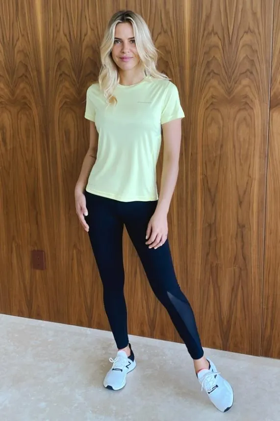 Sosandar Black High Waisted Mesh Panel Sculpting Activewear Leggings Black Women Activewear