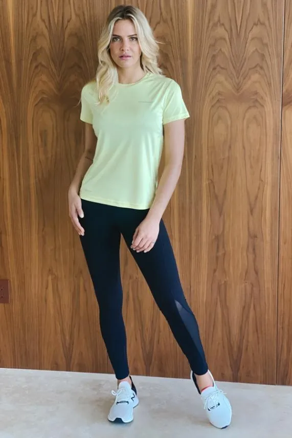 Sosandar Black High Waisted Mesh Panel Sculpting Activewear Leggings Black Women Activewear