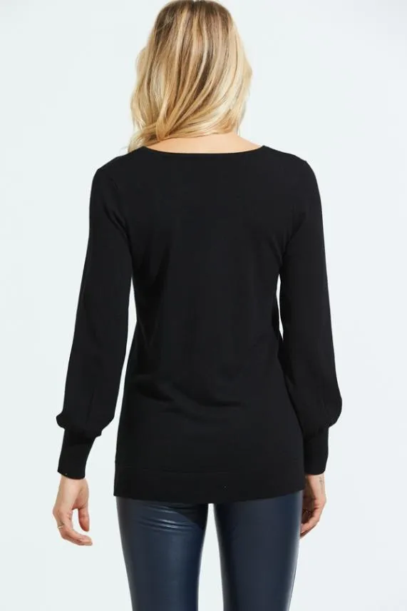 Sosandar Black Lace Detail Fine Knit Jumper Black Women Knitwear