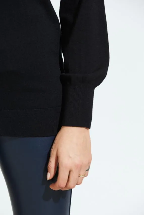 Sosandar Black Lace Detail Fine Knit Jumper Black Women Knitwear