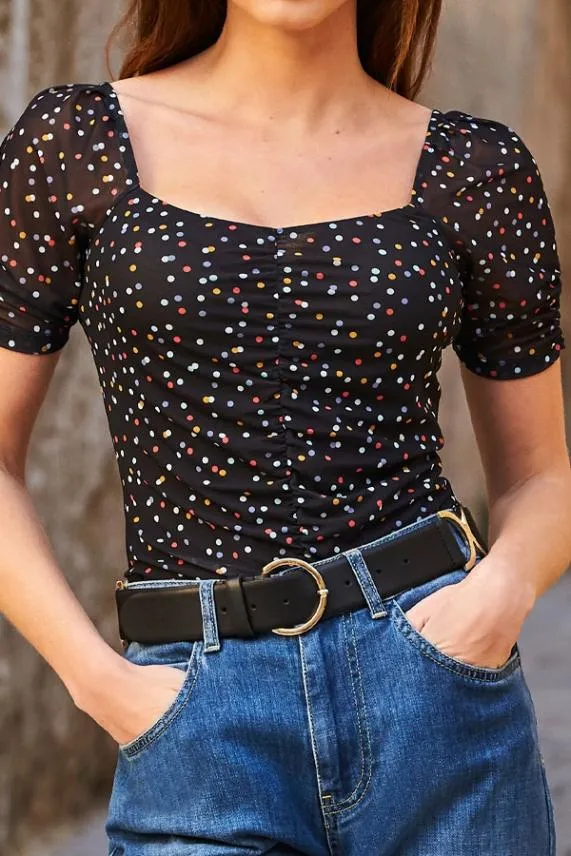 Sosandar Black Leather Waist Belt With Gold Side Trims Black Women Bags and Belts