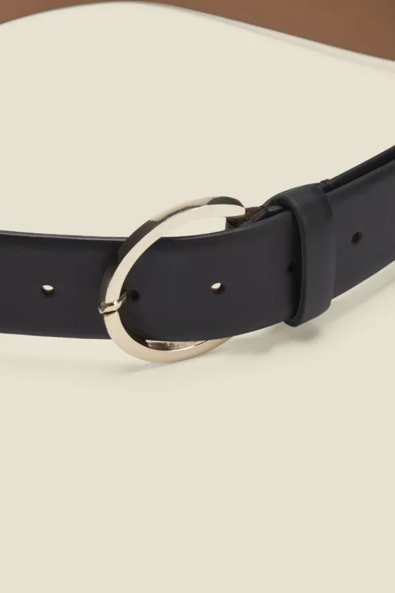 Sosandar Black Leather Waist Belt With Gold Side Trims Black Women Bags and Belts