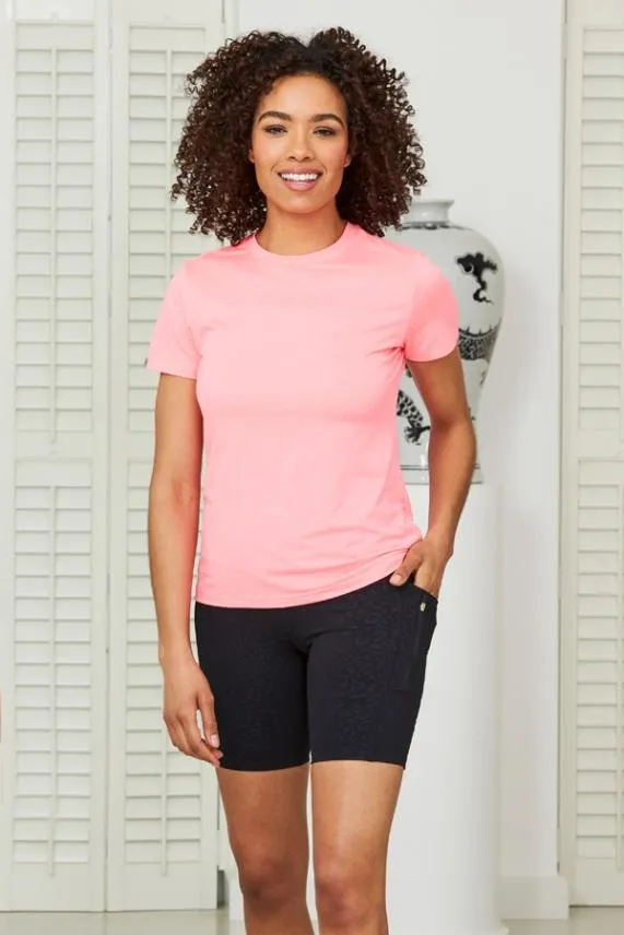 Sosandar Black Leopard Print Longline Activewear Shorts With Side Pocket Black Women Activewear