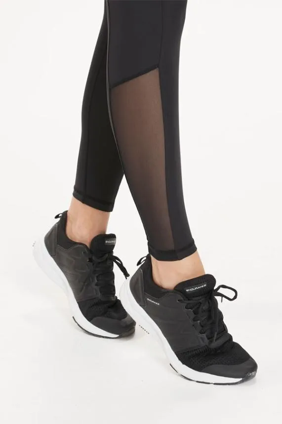 Sosandar Black Mesh Panel High Waisted Sleek Activewear Leggings Black Women Activewear