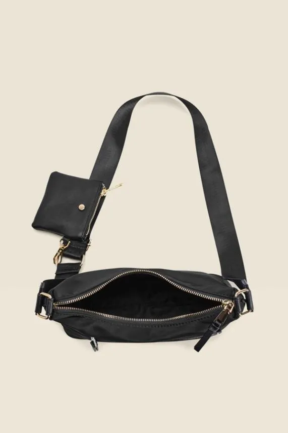 Sosandar Black Nylon Cross Body Bag Black Women Bags and Belts