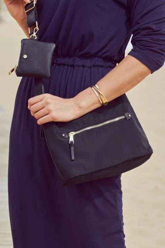 Sosandar Black Nylon Cross Body Bag Black Women Bags and Belts