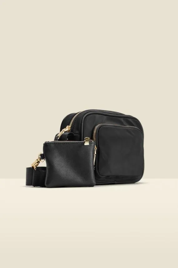 Sosandar Black Nylon Square Cross Body Bag Black Women Bags and Belts