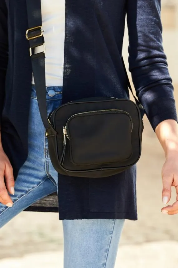 Sosandar Black Nylon Square Cross Body Bag Black Women Bags and Belts