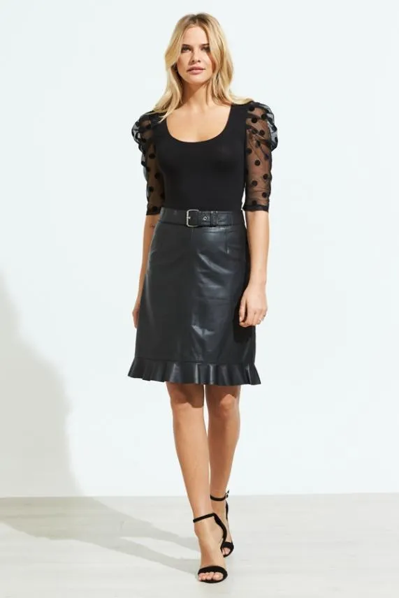 Sosandar Black Polka Dot Organza Sleeve Top Black Women Tops