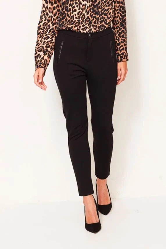 Sosandar Black Slim Fit Stretch Ponte Trousers Black Women Trousers and Leggings
