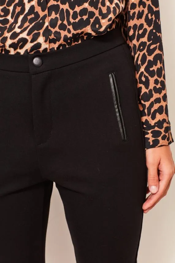 Sosandar Black Slim Fit Stretch Ponte Trousers Black Women Trousers and Leggings