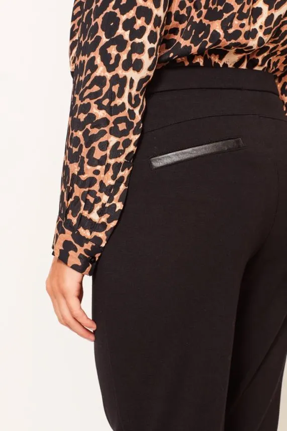 Sosandar Black Slim Fit Stretch Ponte Trousers Black Women Trousers and Leggings