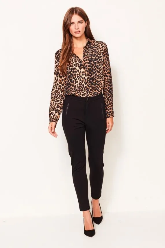 Sosandar Black Slim Fit Stretch Ponte Trousers Black Women Trousers and Leggings