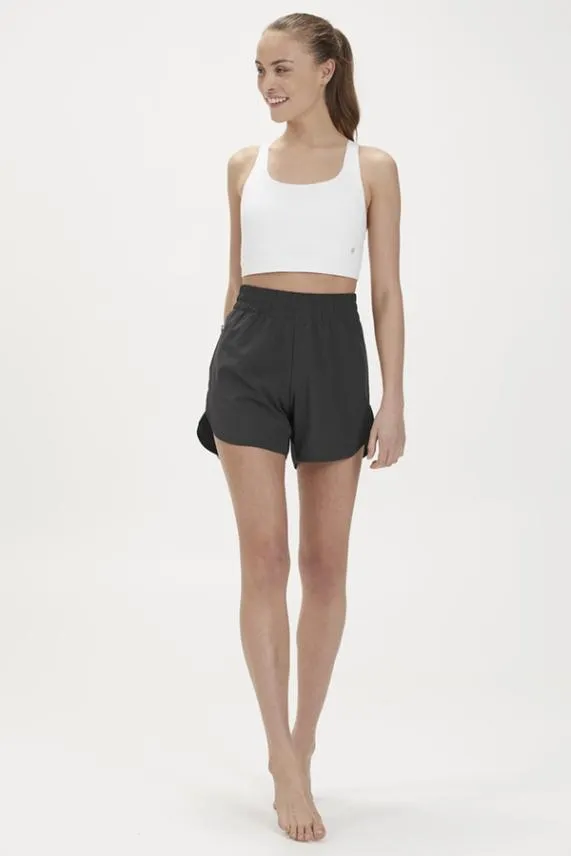 Sosandar Black Stretch Waist Activewear Shorts With Side Pockets Black Women Activewear