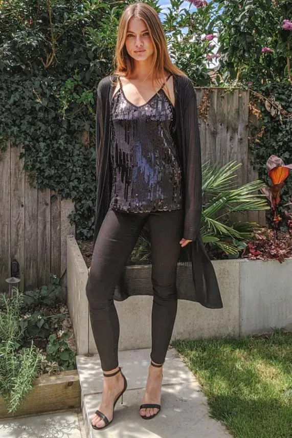Sosandar Black Super Soft Ribbed Maxi Cardigan Black Women Knitwear