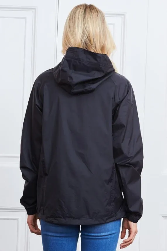 Sosandar Black Zip Front PacAMac Hooded Jacket Black Women Activewear