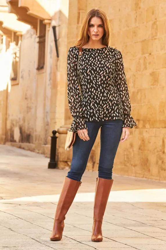 Sosandar Blake Tan Leather Knee High Boot Blake Tan Women Boots