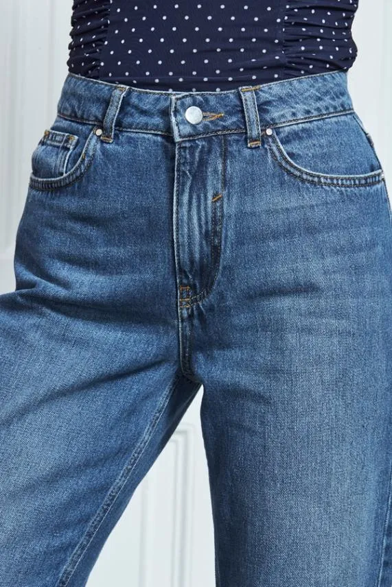 Sosandar Blue Denim Girlfriend Jeans Blue Women Jeans and Jeggings