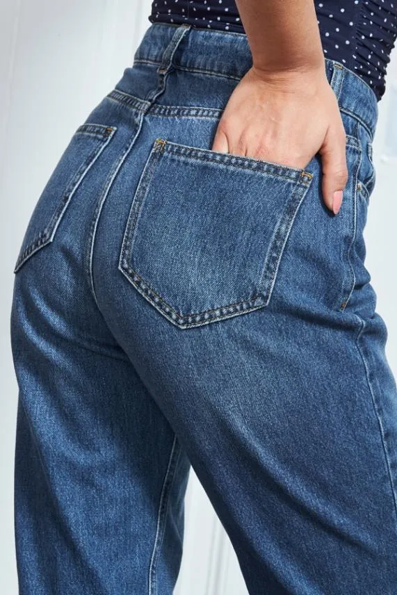 Sosandar Blue Denim Girlfriend Jeans Blue Women Jeans and Jeggings