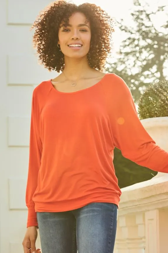 Sosandar Bright Red Relaxed Fit Long Sleeve Top Women Tops